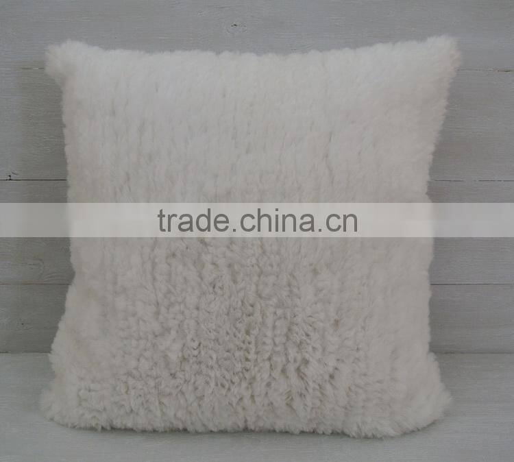 YR887 Hot Sale Knitted Rabbit Fur Blanket with Cushion Covers/Sofa Blankets