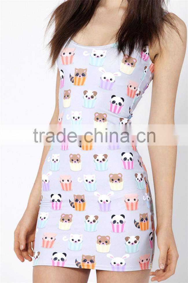 new dress summer 2015 ,women sexy Sleeveless dress Digital Printing party dress for women,latest dress designs S119-280