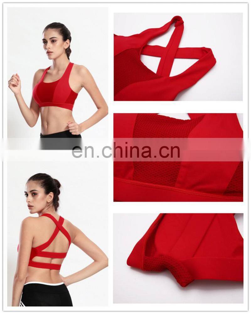 Nylon/Spandex Dry Fit Womens Gym Wear Sexy Durable Yoga Bra Wholesale Sports Bra