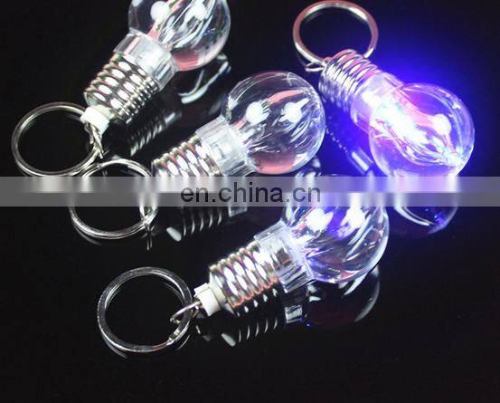 good quatliy PS led bulb keychain light up led bulb keyring