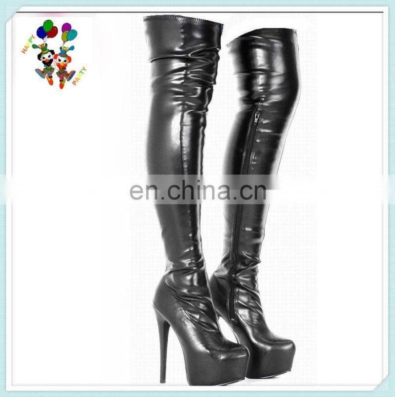 Party Fancy Dress Sexy Women Black PU Leather High Heel Boots HPC-1866
