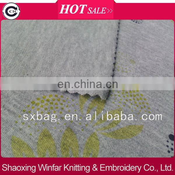 shaoxing winfar melange polyester printed knit fabric single jersey for garment