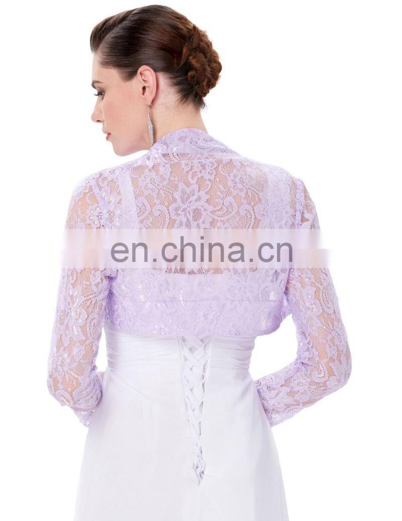 Belle Poque Womens Long Sleeve Cropped Black Lace Shrug Bolero BP000339-1