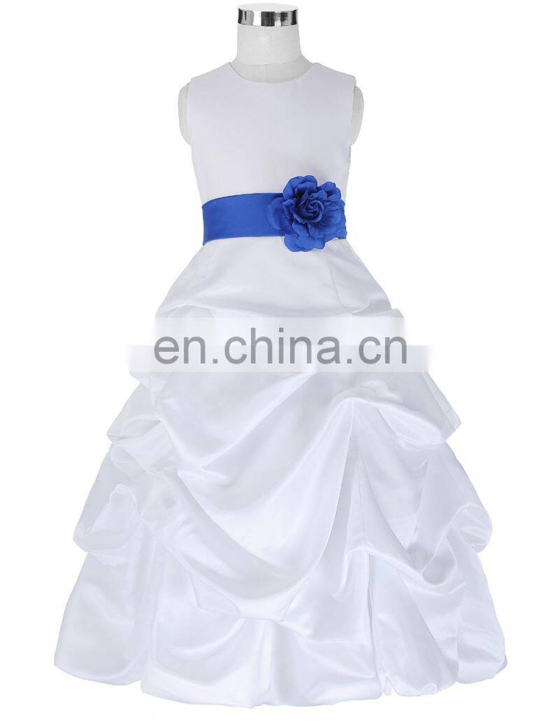 Grace Karin Flower Bow-Knot Decorated Princess Bridesmaid Wedding Pageant Flower Girl Dress Party Girls Dress CL010430-3