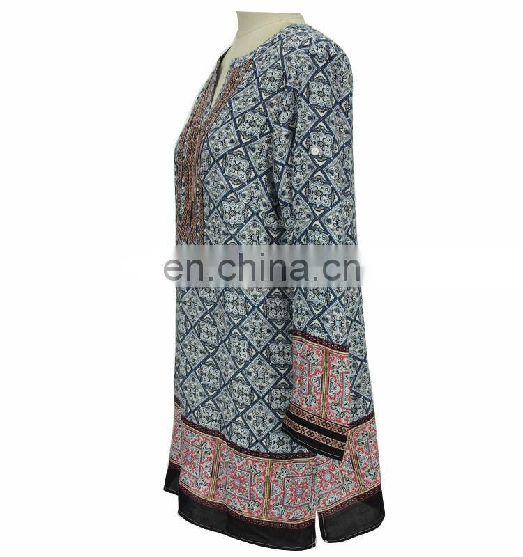 In Stock Loose fit Retro Kurta India Printed Long Tunic