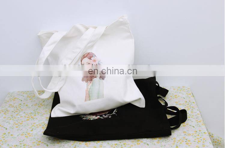 Wholesale UK Women Popular White Black Canvas Tote Bag