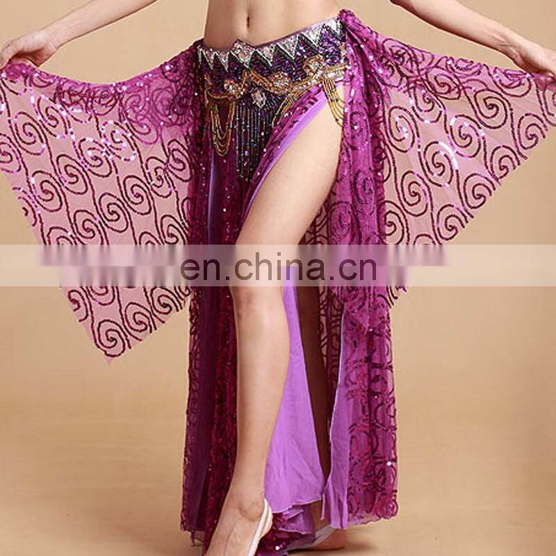 High sequin fabric shiny hot sexy belly dance long dress Q-6032#