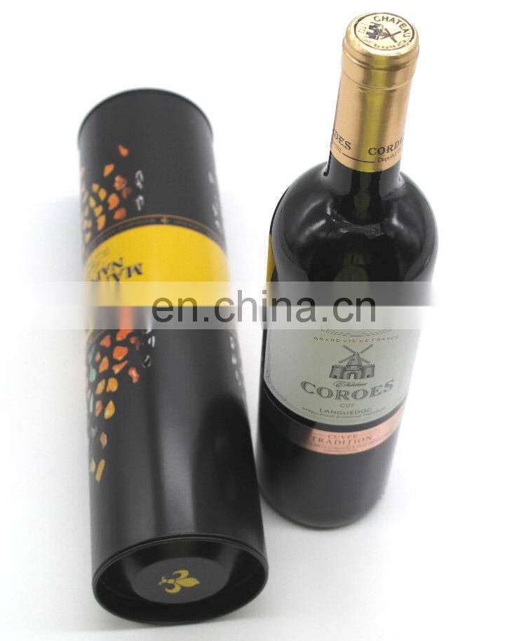 Round metal tin box for wine,tin packing box for gift wholesale