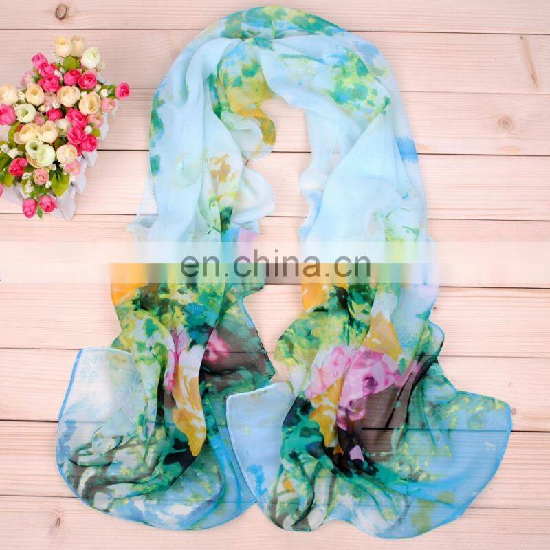 wholesale china mixed color silk scarf chiffon georgette scarves