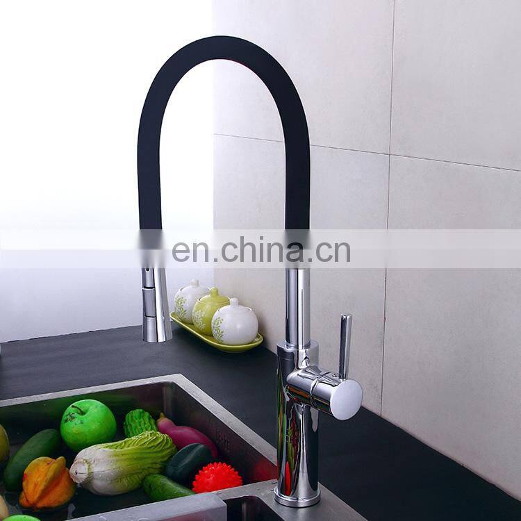 High technology polishing plated flexible hose pull out kitchen mixer faucet