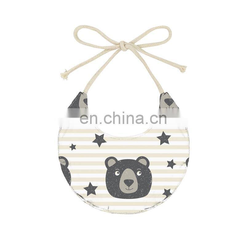 Cute cat footprints soft round shape double side toddler baby bandana drool bibs