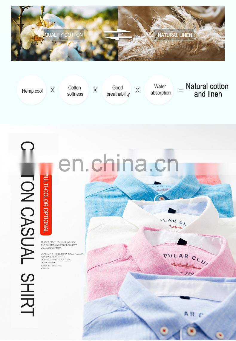 OEM Wholesale Mens long sleeve plus size heather colors linen casual shirts