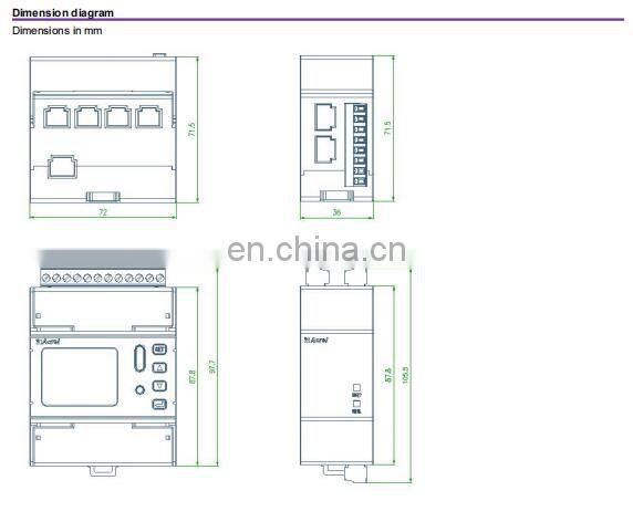 wireless 2 G 4G LORA NB din rail ADW200-D10-2s multi circuit modbus energy meter with split CT