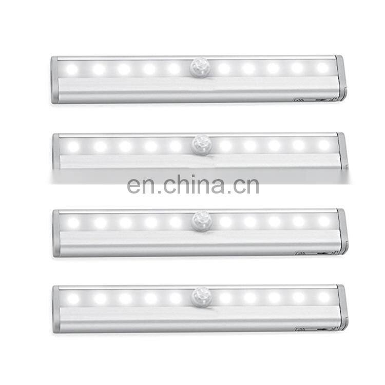 10 LED Motion Sensing Closet Lights, DIY Stick-on Anywhere Portable 10-LED Wireless Cabinet Night/Stairs Light Bar with Magnetic