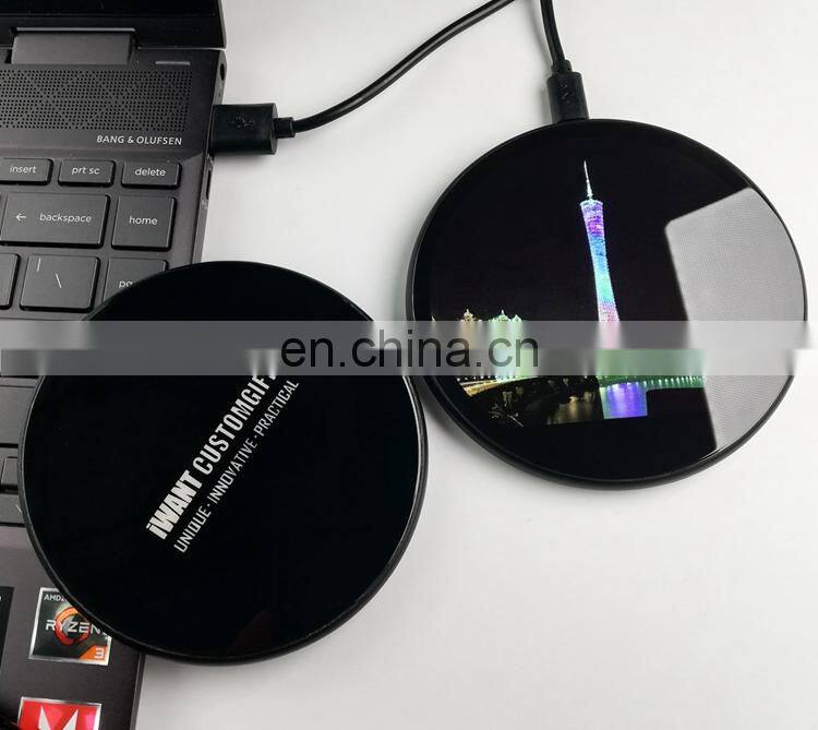 10W Fast Charging Charger Promotional Qi Wireless Charger with Customized Glowing logo