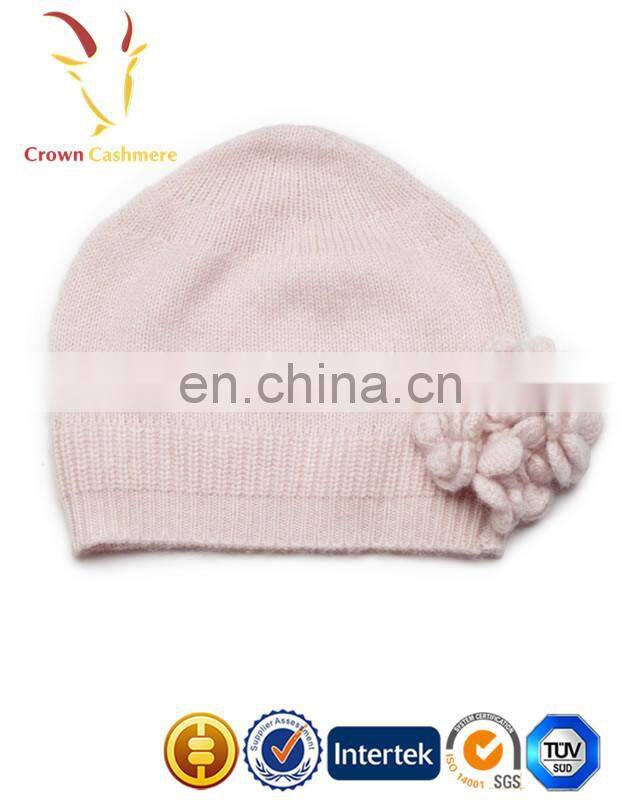 Baby Cashmere Blank Winter Beanie Hats and Caps with Flower