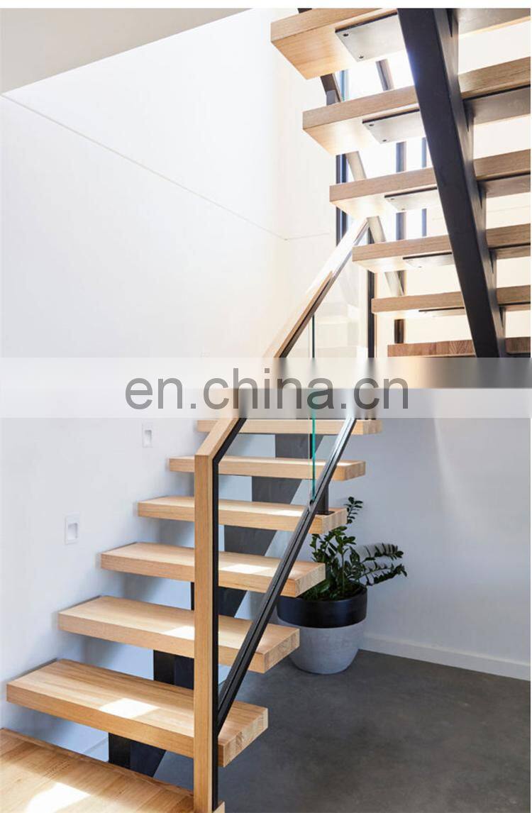 USA Wood Tread Modern Staircase Interiors Double/Single Keel Stairs