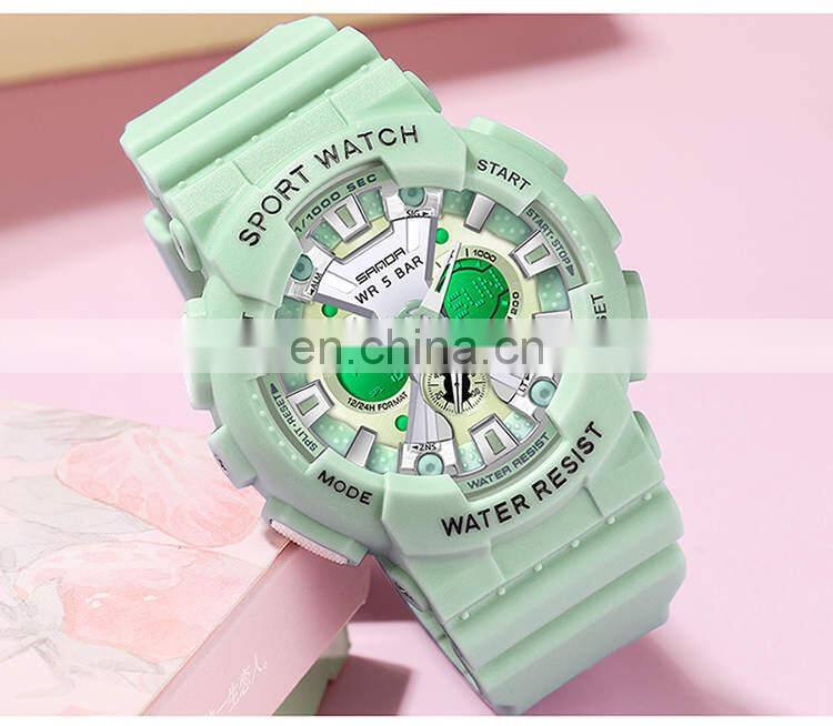 SANDA 6068 Women's Watches Multifunction Military Quartz Digital Wristwatch Casual Clock watches digitals
