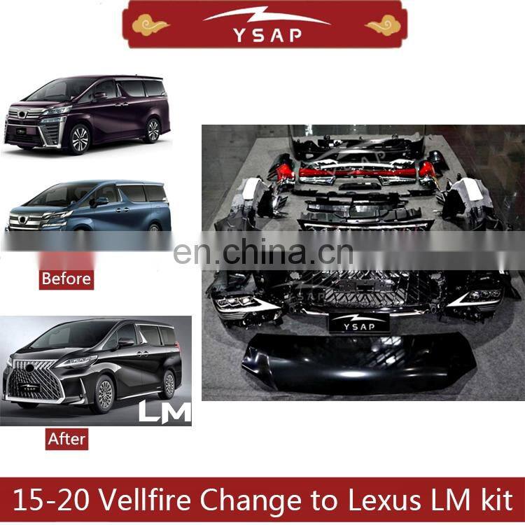 New arrival hot selling auto body kit accessories headlamp taillamp bumper grille for 15-20 Vellfire facelift to LM kit