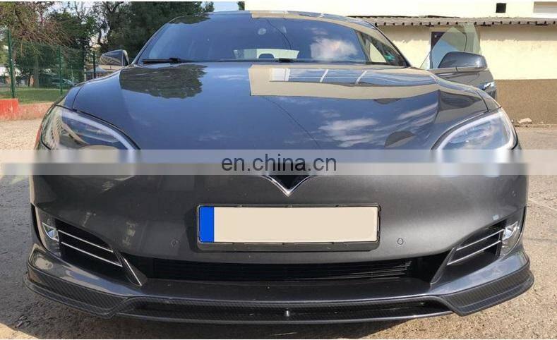 Runde Perfect Quality Front Spoiler For 16-20 Tesla Model S Body Kit Carbon Fiber Front Lip Shovel Chin Spoiler