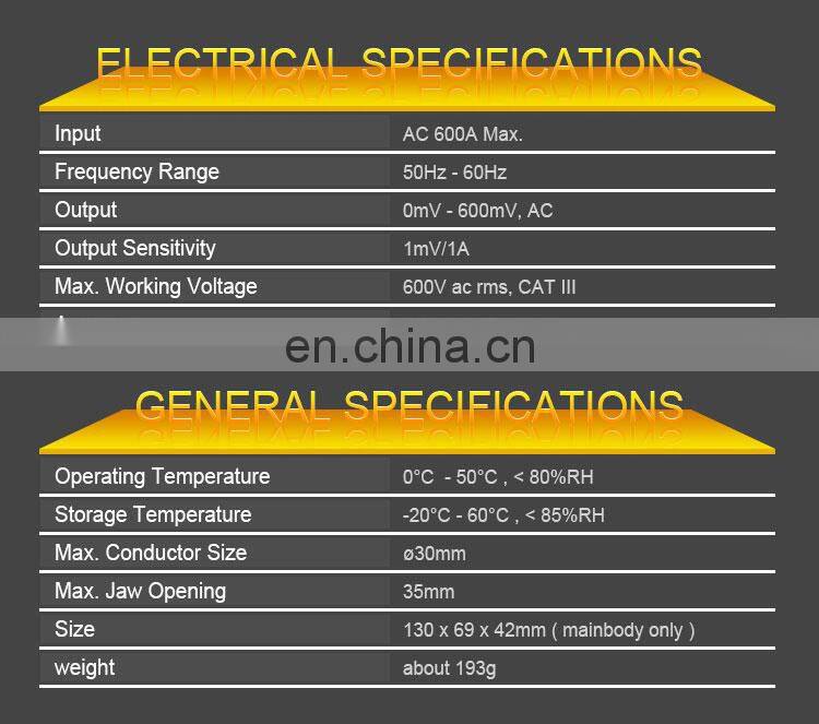 all-sun EM263 AC Clamp Probe Meter Ammeter Current Probe Multi-meter Electronic Tester input 600A-MAX output 0-600mV