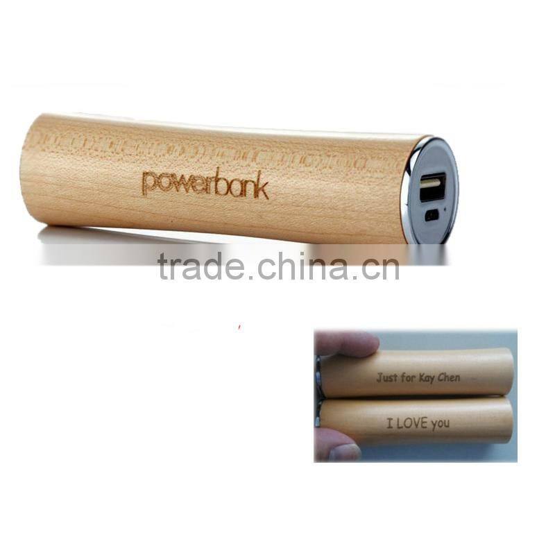 Fashion wood 2600mAh power bank cheap charger for smart mobile