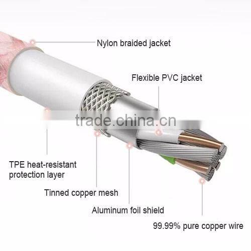 Original MFI fabric braided cell phone data cable round usb cables