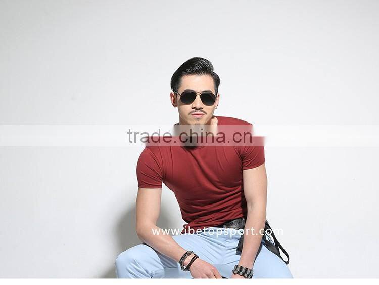 Custom V-Neck T-Shirt Plain Cotton Wholesale Blank T-Shirt 2016