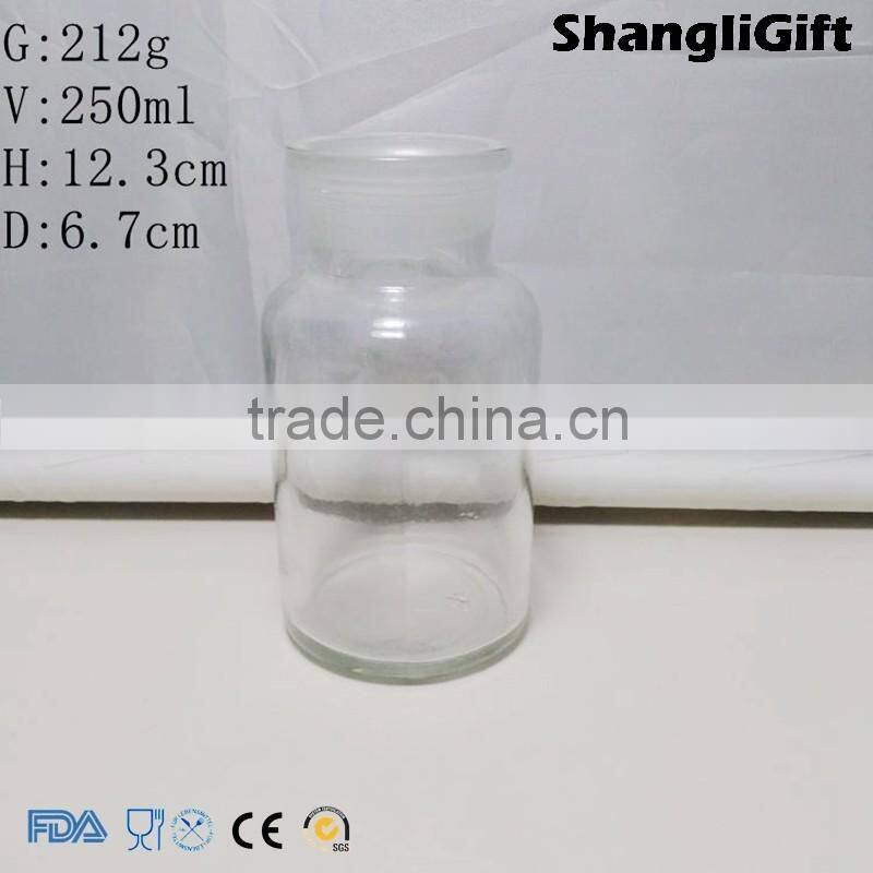 250ml Transparent Reagent Bottle Wild mouth Frost Glass Cap