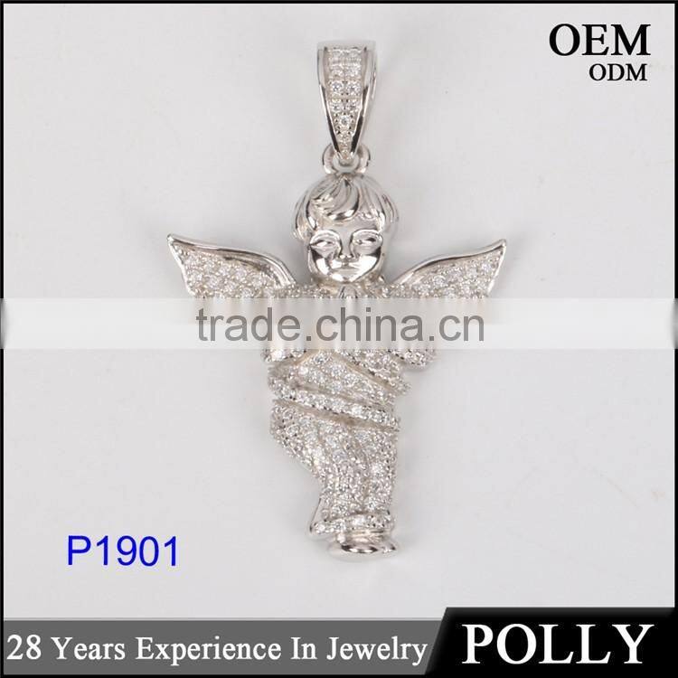 Hip pop Micro set AAA CZ 925 sterling silver mini angel pendant jewelry