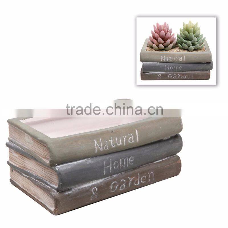 Vintage Style Stack Book Design Succulent Planter Flower Pot Plant Box Container