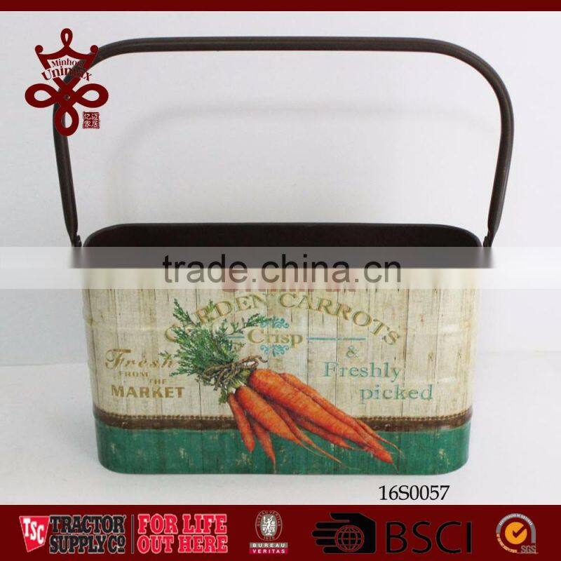 Farm Freshly Picked Basket Country Side Metal Hand Picking Basket