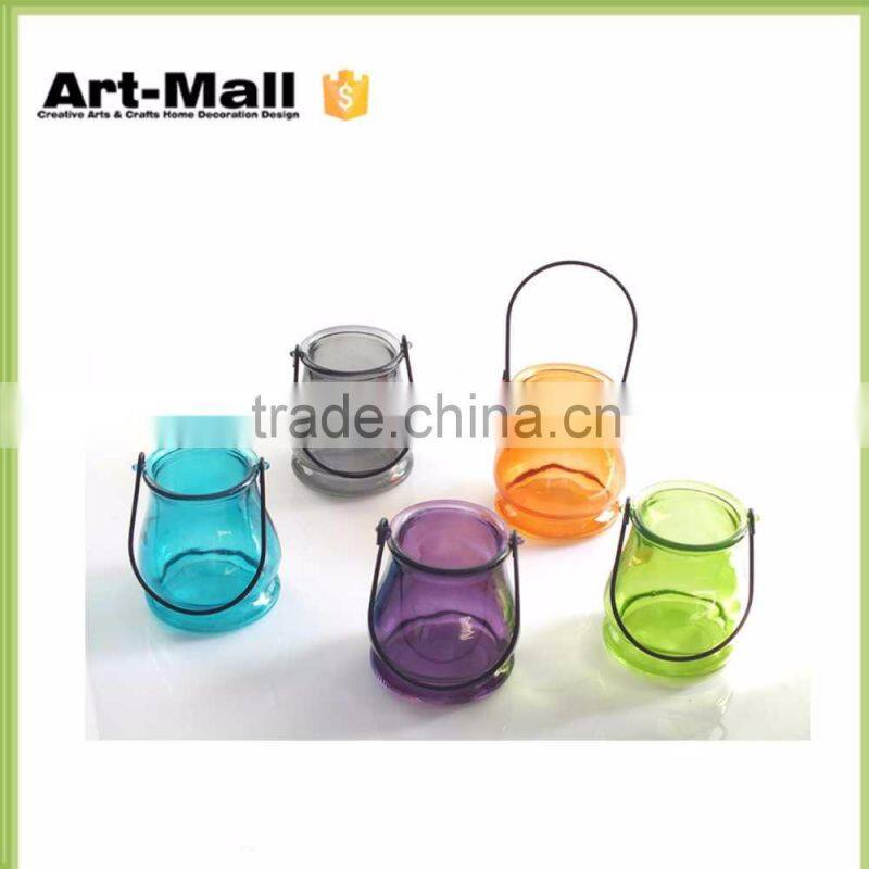 New Products Christmas colored hanging glass ball candle holder