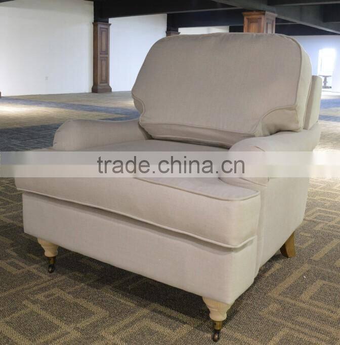 Modern french style leisure wooden furniture single seat fabric sofa