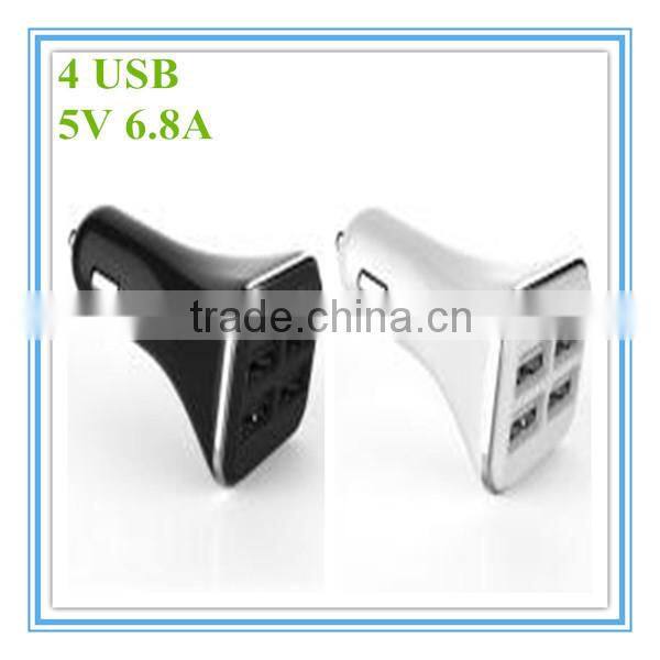 hot sale oem black and white led flashing 4 port 5v 6.8a charger for iphone 6
