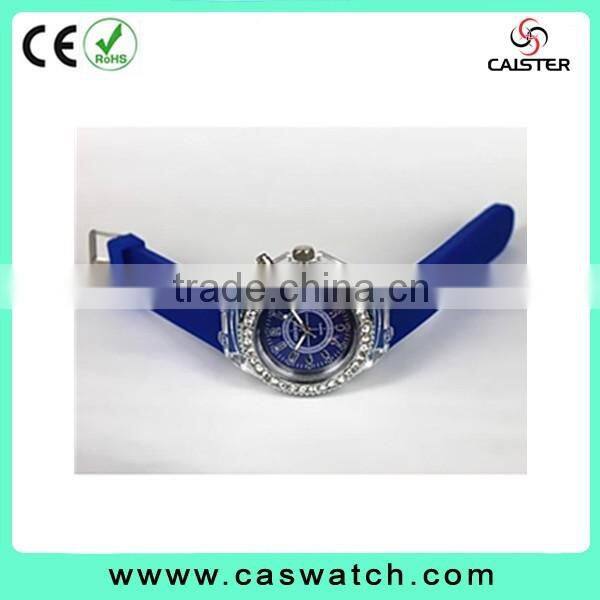 Hot fashion crystal watch silicone watches band flashing lights watch alibaba china