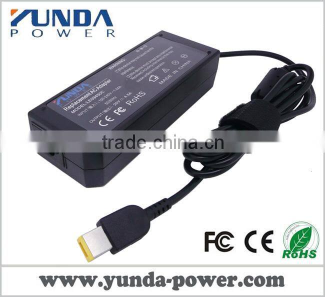 High Quality YUNDA Brand Replacement Notebook Adapter for Lenovo 20V 4.5A Square Tip with CE FCC RoHS