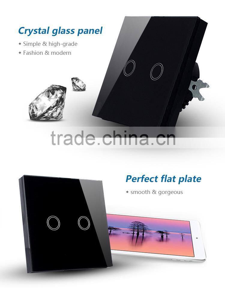 1gang 1way EU Standard, Remote Switch, Crystal Glass Panel Wall Light Remote Touch Switch