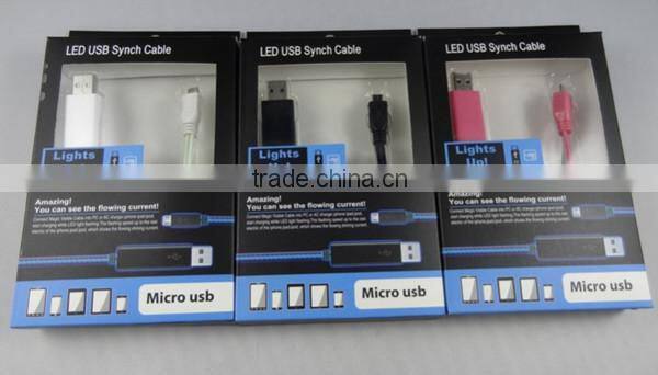 Mobile Phone Data Cable LED Light USB Cable For Android Smartphone
