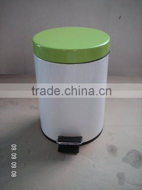 flat lid powder coated finished soft close steel trash can