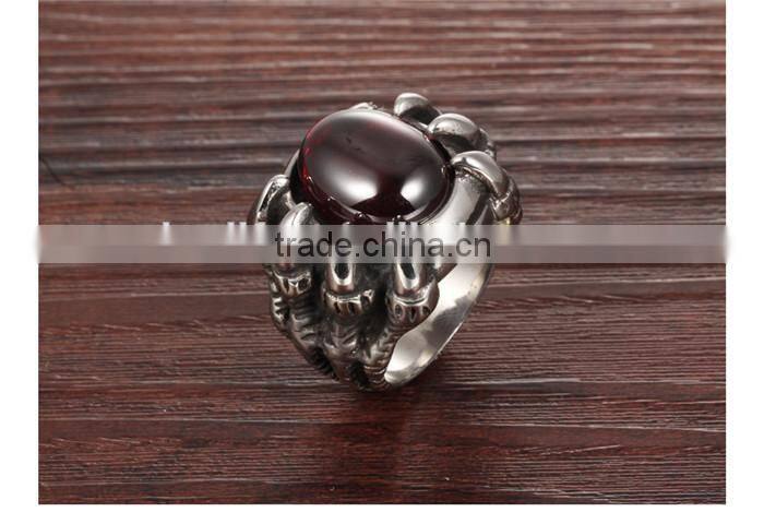 fashionable trend claw stainless steel jewelry cubic zirconia zircon ring for men