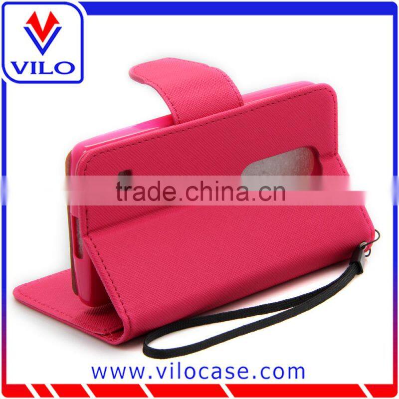 Flip leather wallet case for LG Tribute 2 / LS665