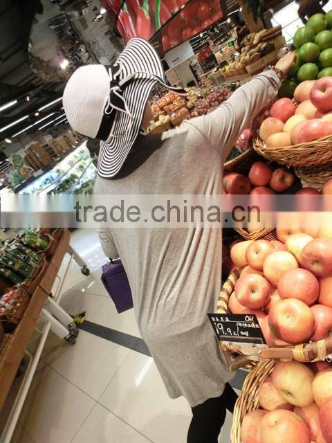 Wholesale summer panama paper straw hat striped lady floppy hat
