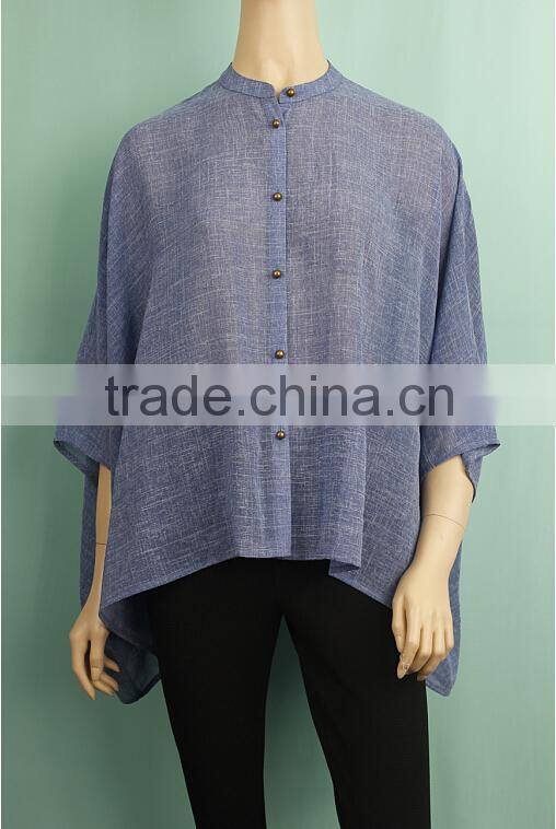 2016 autumn causal wear 3/4 sleeve ladies model simple blouse MT151032901