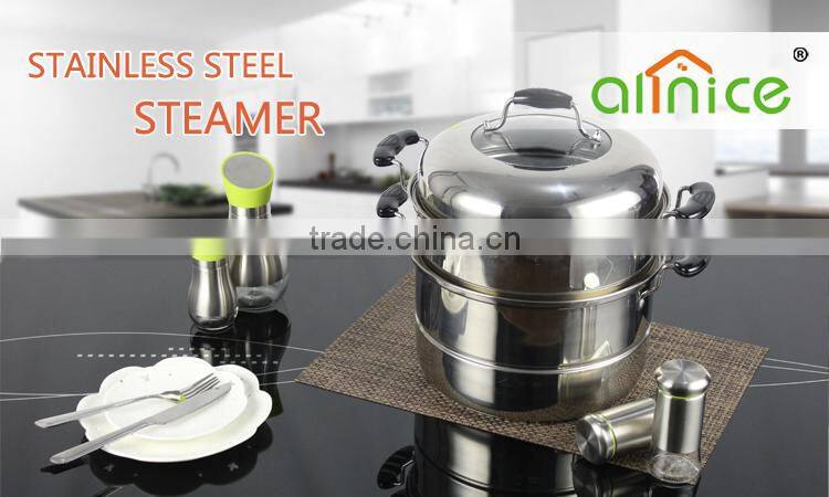 Two layer Multi-functional Steam pots stainless steel steamer pot Tempered glass lid & steel lid