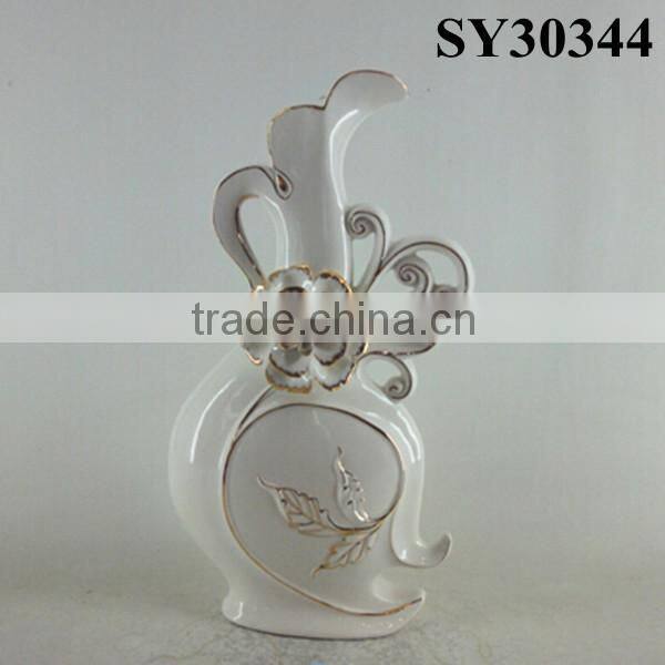 With liquid gold flower design ceramic vase decoration