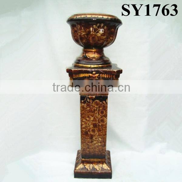 36 inch brown antique pot ceramic roman columns