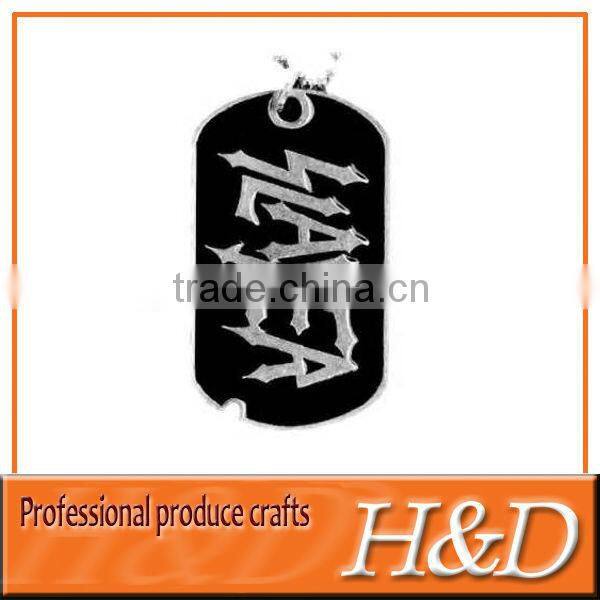 Black couples dog tags with custom logo and metal chain