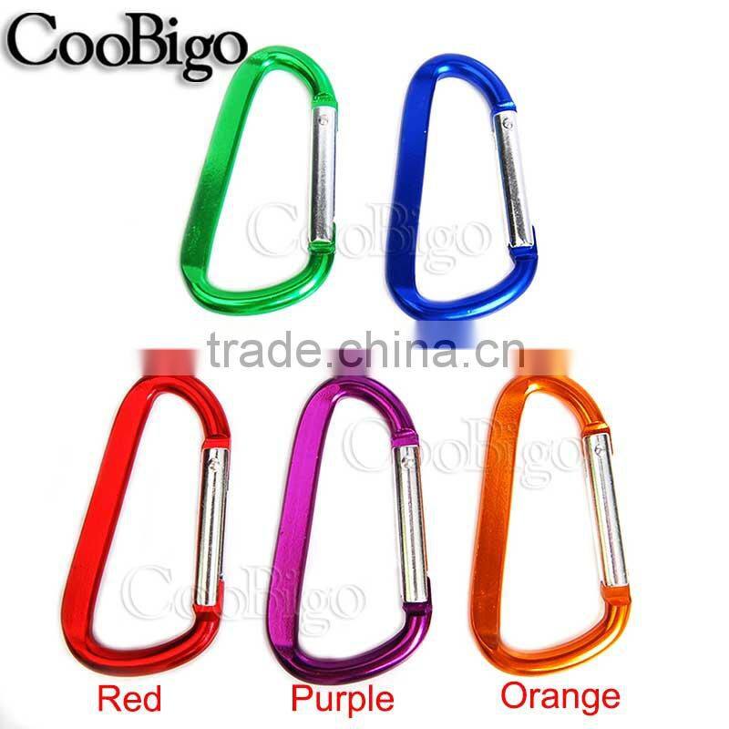 Multi-Color Aluminum Spring Flat Carabiner Snap Hook Hanger Keychain Hiking Camping #FLQ189-8C(Mix-s)