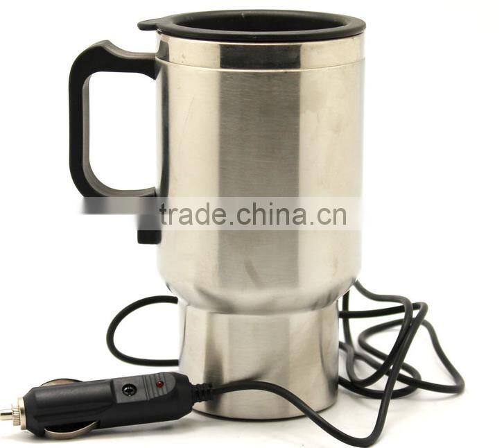 double wall stainless steel Auto vacuum cup, within car charger, 450ml capacity